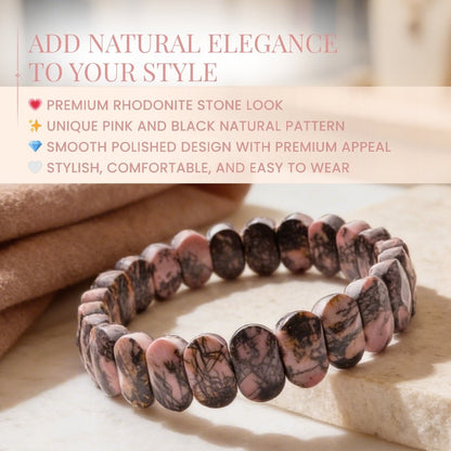 New Rhodonite Bracelet for Emotional Shock and Panic | Stylish Charm Crystal Bracelet for Men Women Boys and Girls (1pc, Jute Bag) - plusvalueindia