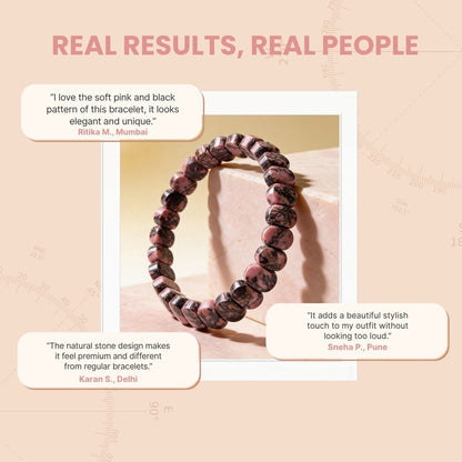 New Rhodonite Bracelet for Emotional Shock and Panic | Stylish Charm Crystal Bracelet for Men Women Boys and Girls (1pc, Jute Bag) - plusvalueindia
