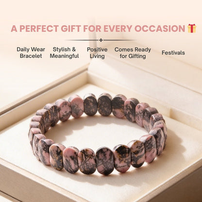 New Rhodonite Bracelet for Emotional Shock and Panic | Stylish Charm Crystal Bracelet for Men Women Boys and Girls (1pc, Jute Bag) - plusvalueindia