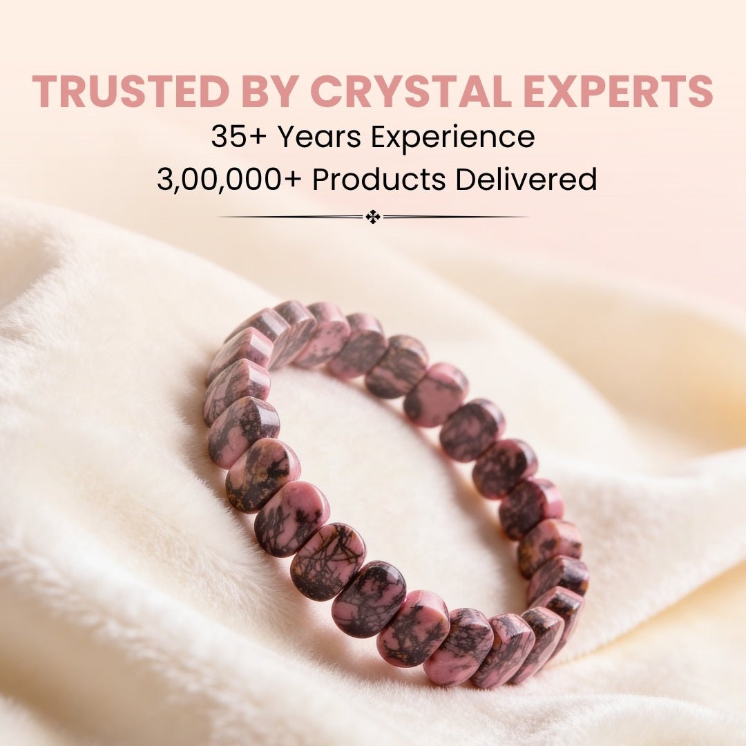 New Rhodonite Bracelet for Emotional Shock and Panic | Stylish Charm Crystal Bracelet for Men Women Boys and Girls (1pc, Jute Bag) - plusvalueindia