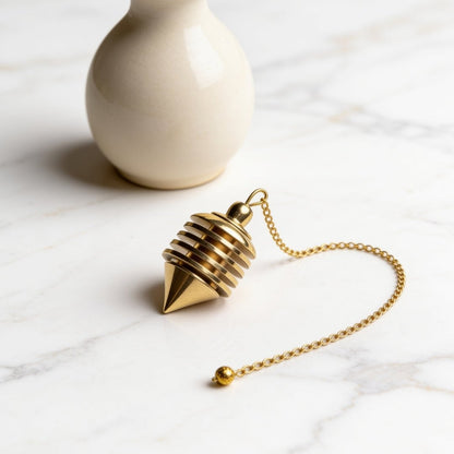 new brass super infinity dowsing pendulum with chain and golden finish
