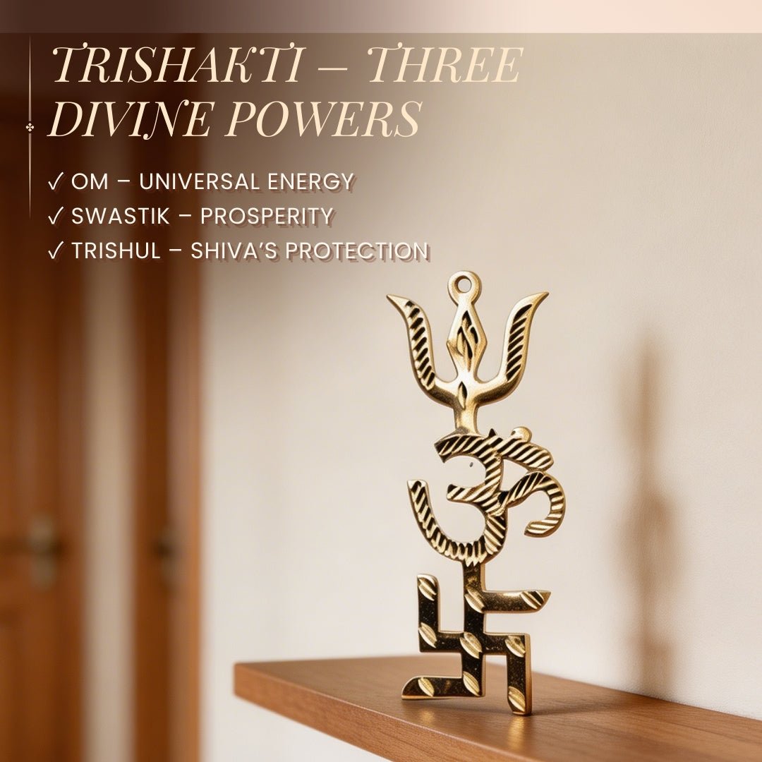 Om Swastik Trishul Trishakti Yantra – Protection and Positivity for Your Home & Office Entrance - plusvalueindia