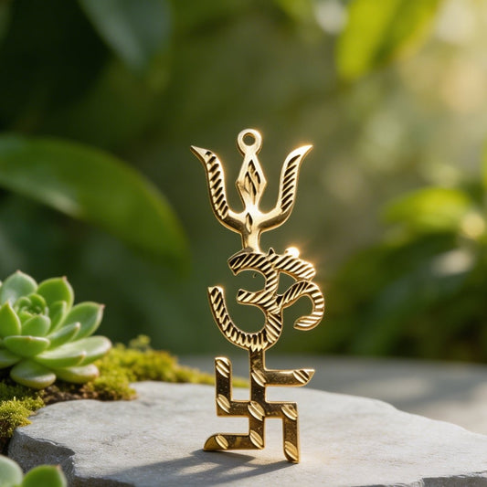 Om Swastik Trishul Trishakti Yantra – Protection and Positivity for Your Home & Office Entrance - plusvalueindia