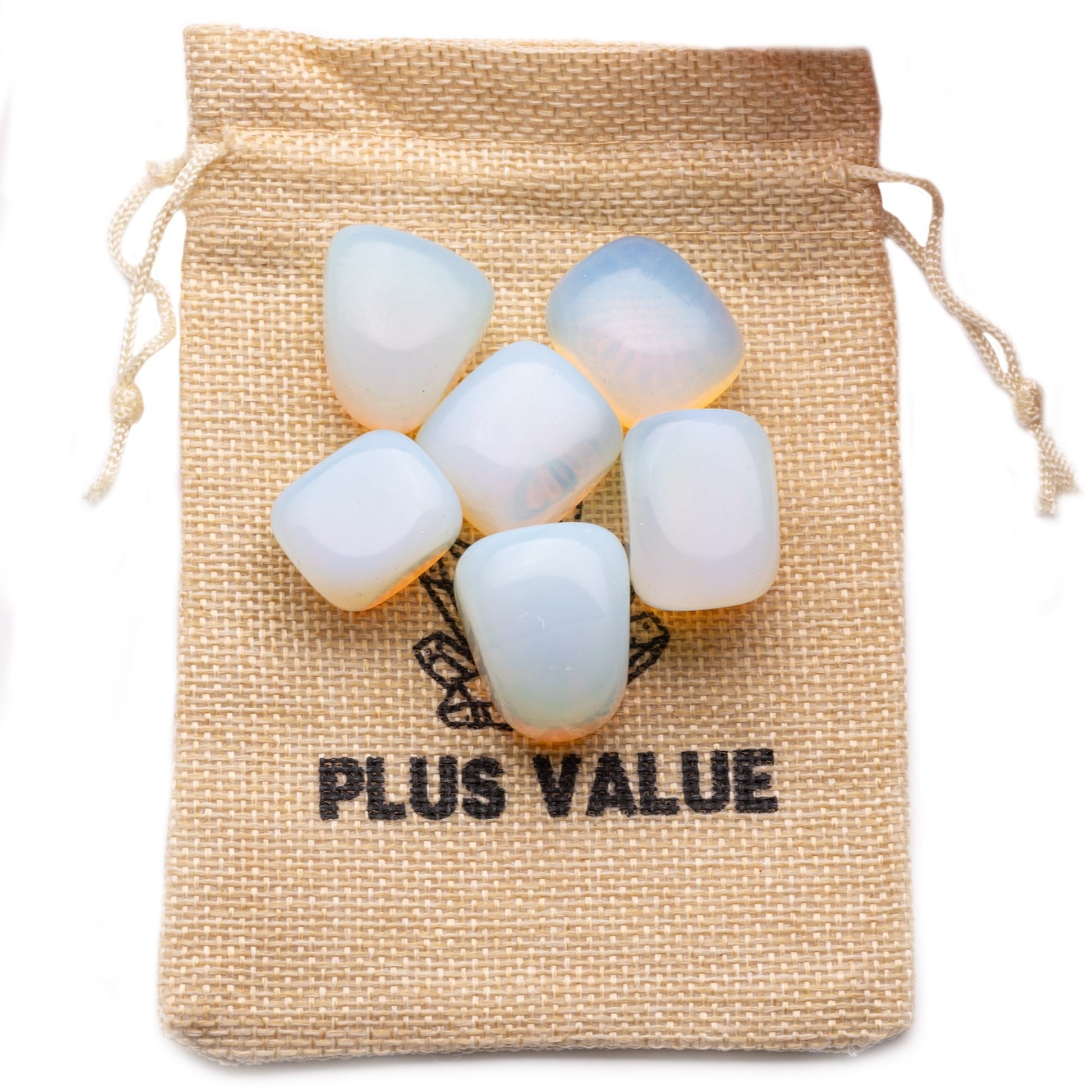 opalite tumble pebble stone 100gm jute bag
