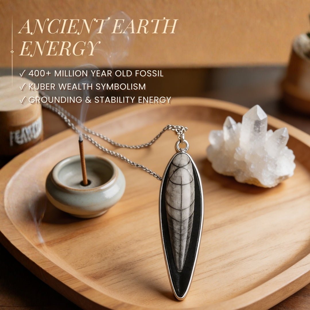 Orthoceras Fossil Kuber Stone Finance Pendant - plusvalueindia