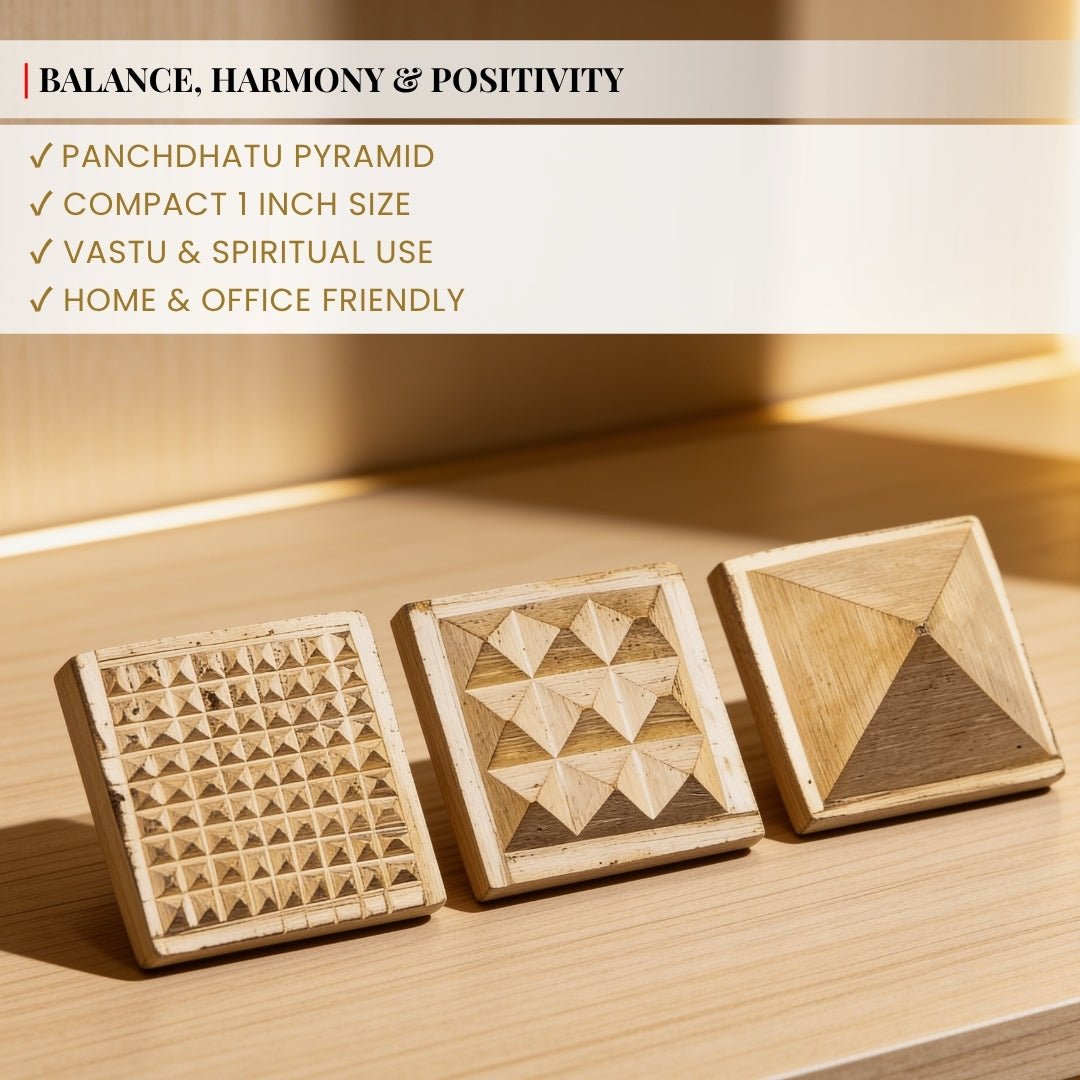 panchdhatu pyramid measuring approximately 1 x 1 x 1 inch