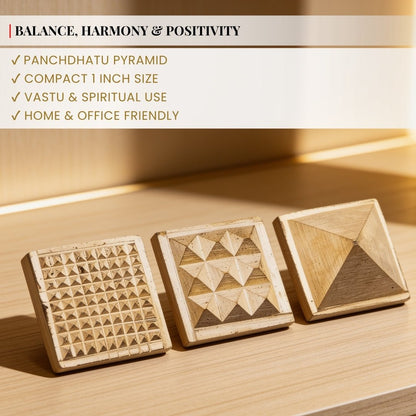 panchdhatu pyramid measuring approximately 1 x 1 x 1 inch