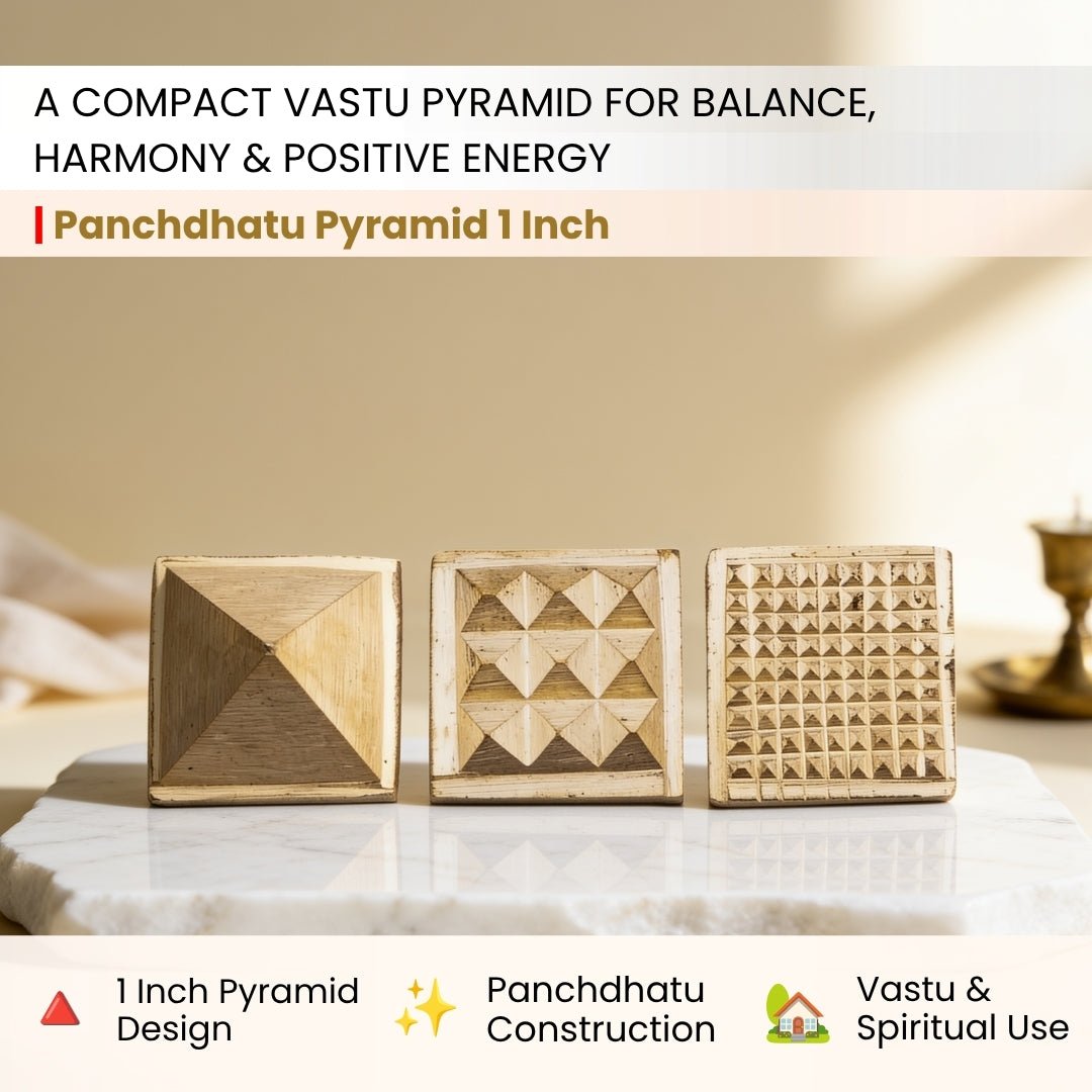 top view of the panchdhatu pyramid showing its pointed geometric form
