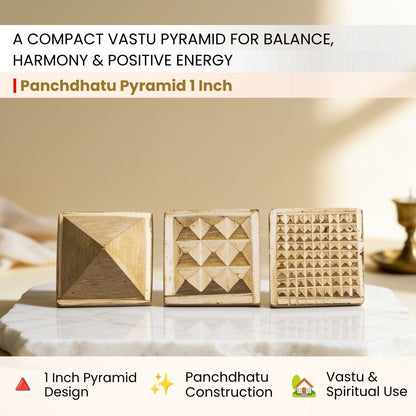 top view of the panchdhatu pyramid showing its pointed geometric form
