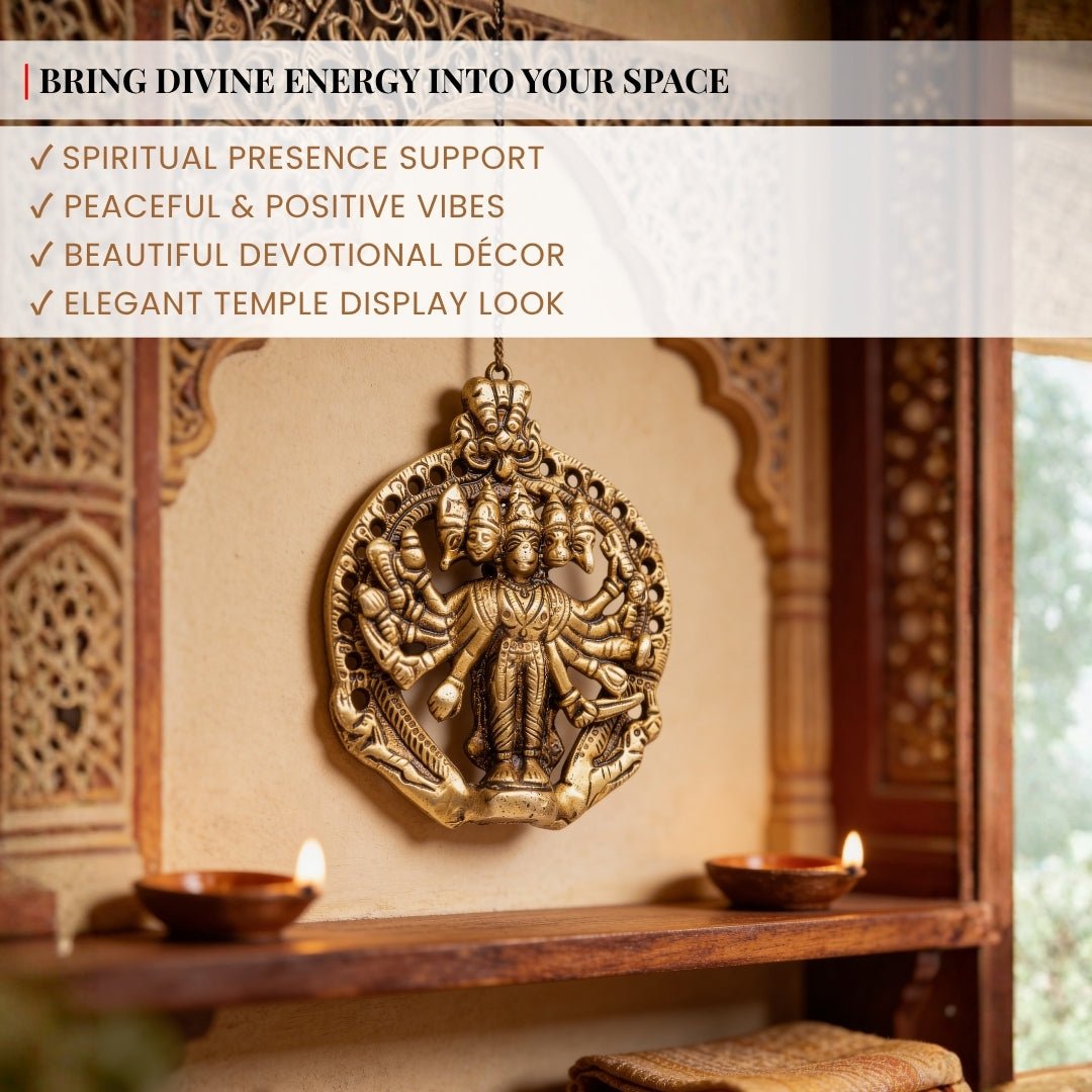Panchmukhi Hanuman Brass Statue for Main Door - South & South-West Vastu Protection, Home & Office - plusvalueindia