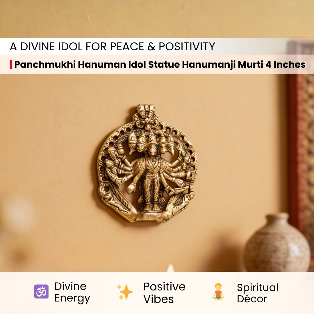 Panchmukhi Hanuman Brass Statue for Main Door - South & South-West Vastu Protection, Home & Office - plusvalueindia