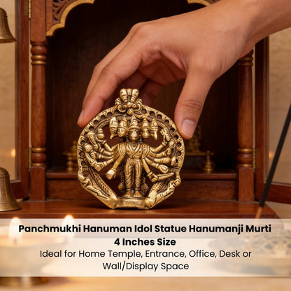 Panchmukhi Hanuman Brass Statue for Main Door - South & South-West Vastu Protection, Home & Office - plusvalueindia