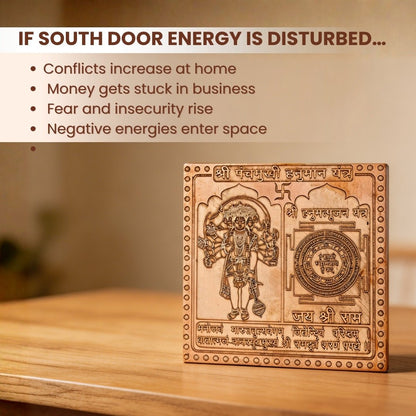 Panchmukhi Hanuman Yantra Copper for South, South - West Facing Main Door Entrance [Size 3 x 3 Inches] - plusvalueindia