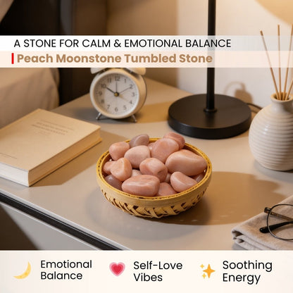 Peach Moonstone Tumbled Stone Pebbles - plusvalueindia