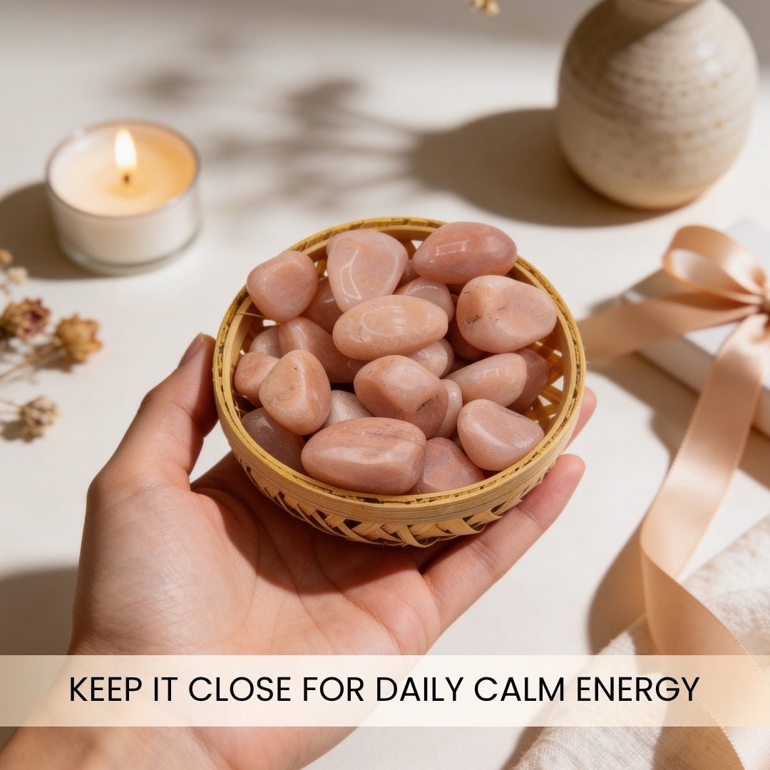Peach Moonstone Tumbled Stone Pebbles - plusvalueindia