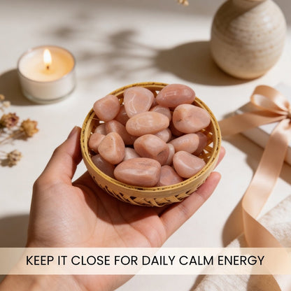 Peach Moonstone Tumbled Stone Pebbles - plusvalueindia