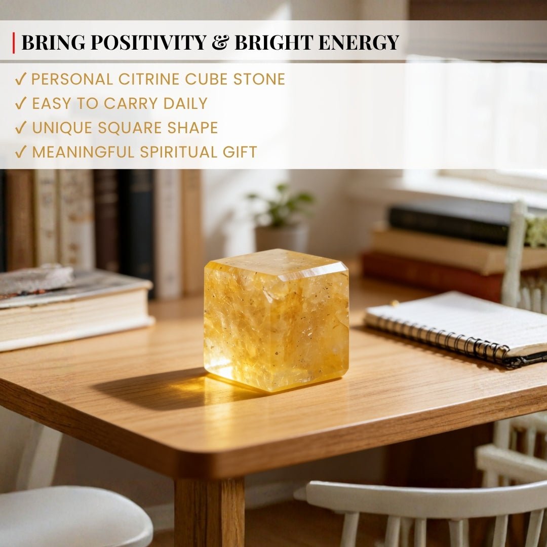Earth Vastu Cubes-Yellow Citrine Quartz Size 0.5 Inches - plusvalueindia
