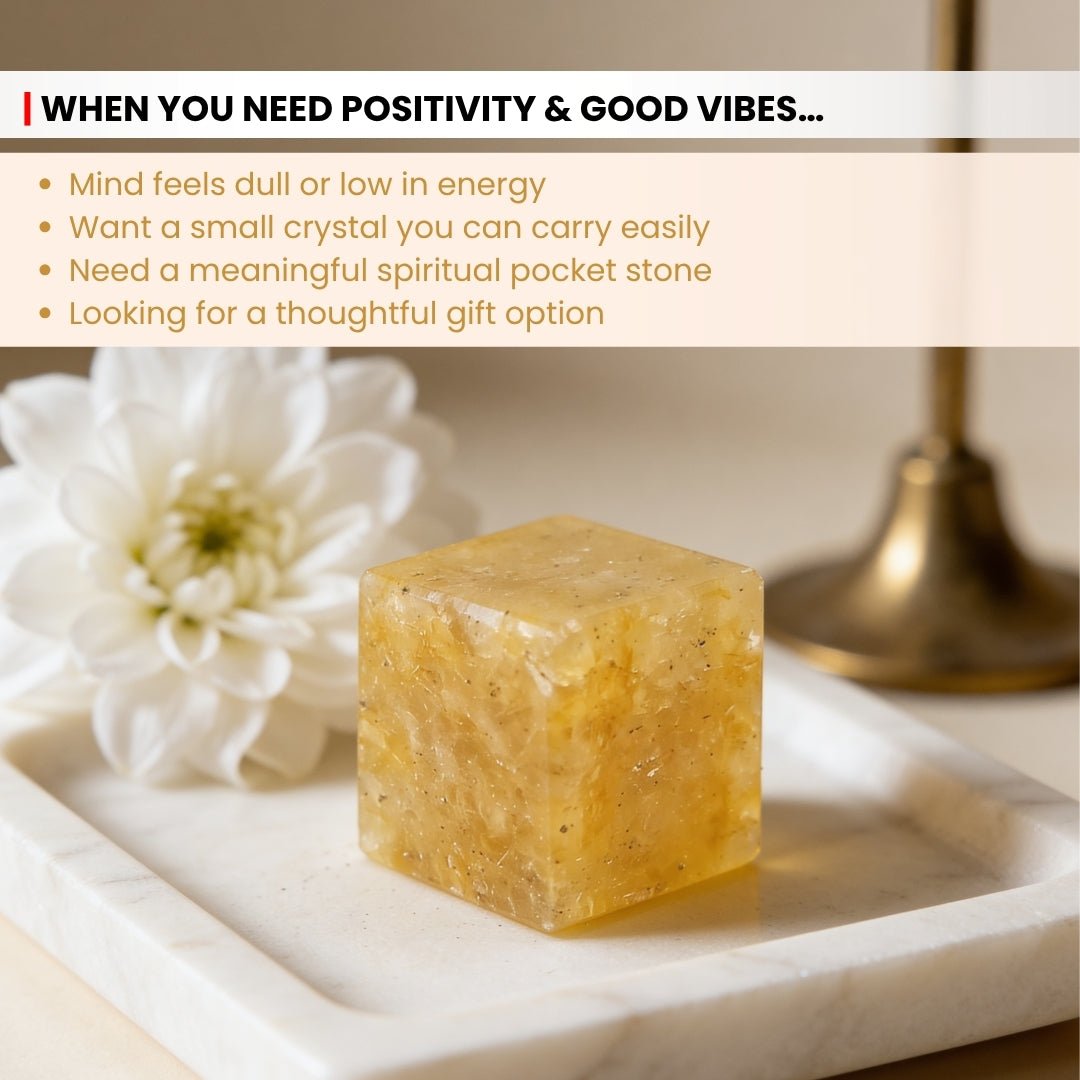 Earth Vastu Cubes-Yellow Citrine Quartz Size 0.5 Inches - plusvalueindia