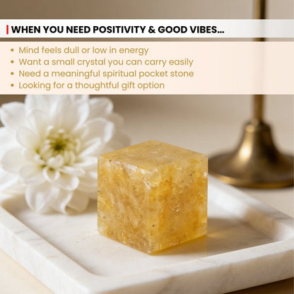 Citrine Pocket Stone Natural Crystal - Money Stone for Financial Luck, Wealth & Career - plusvalueindia