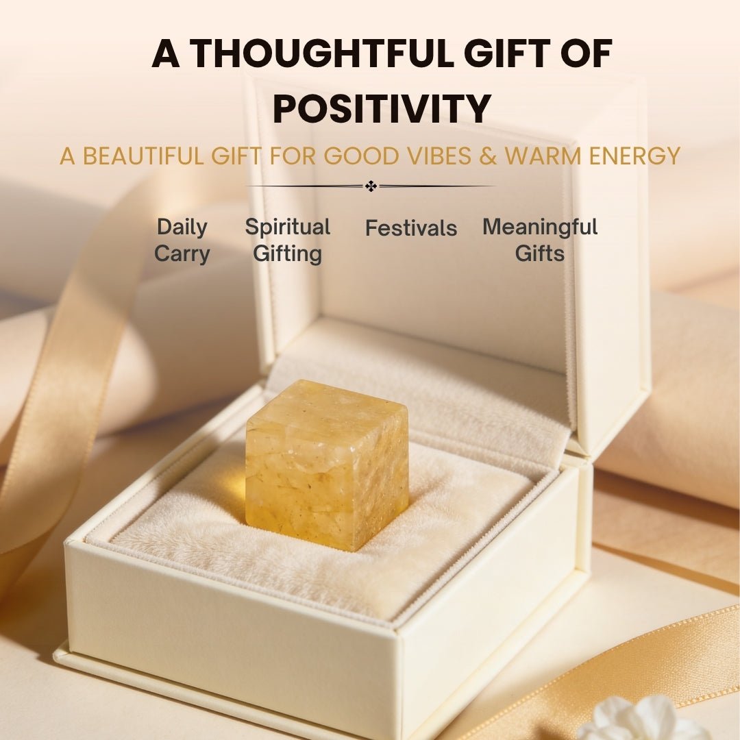 Earth Vastu Cubes-Yellow Citrine Quartz Size 0.5 Inches - plusvalueindia