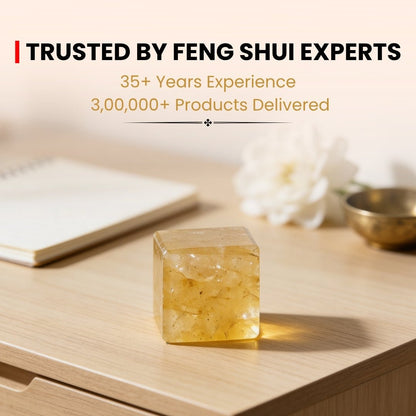 Earth Vastu Cubes-Yellow Citrine Quartz Size 0.5 Inches - plusvalueindia