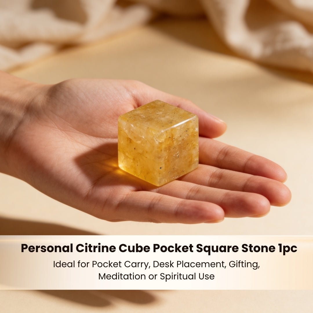 Citrine Pocket Stone Natural Crystal - Money Stone for Financial Luck, Wealth & Career - plusvalueindia
