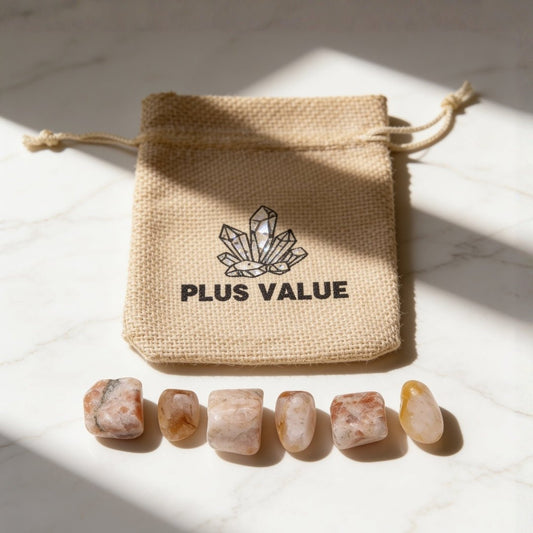 Pet Happiness and Balance pocket crystal kit featuring natural tumbled gemstones in a drawstring bag