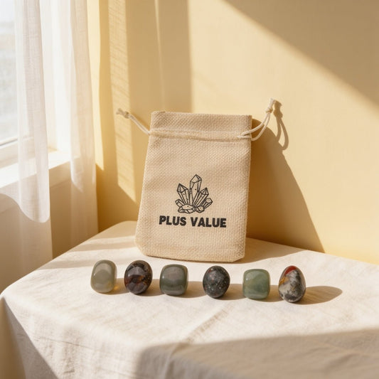 Pet Health crystal healing bag featuring natural wellness and recovery tumbled stones in a drawstring pouch