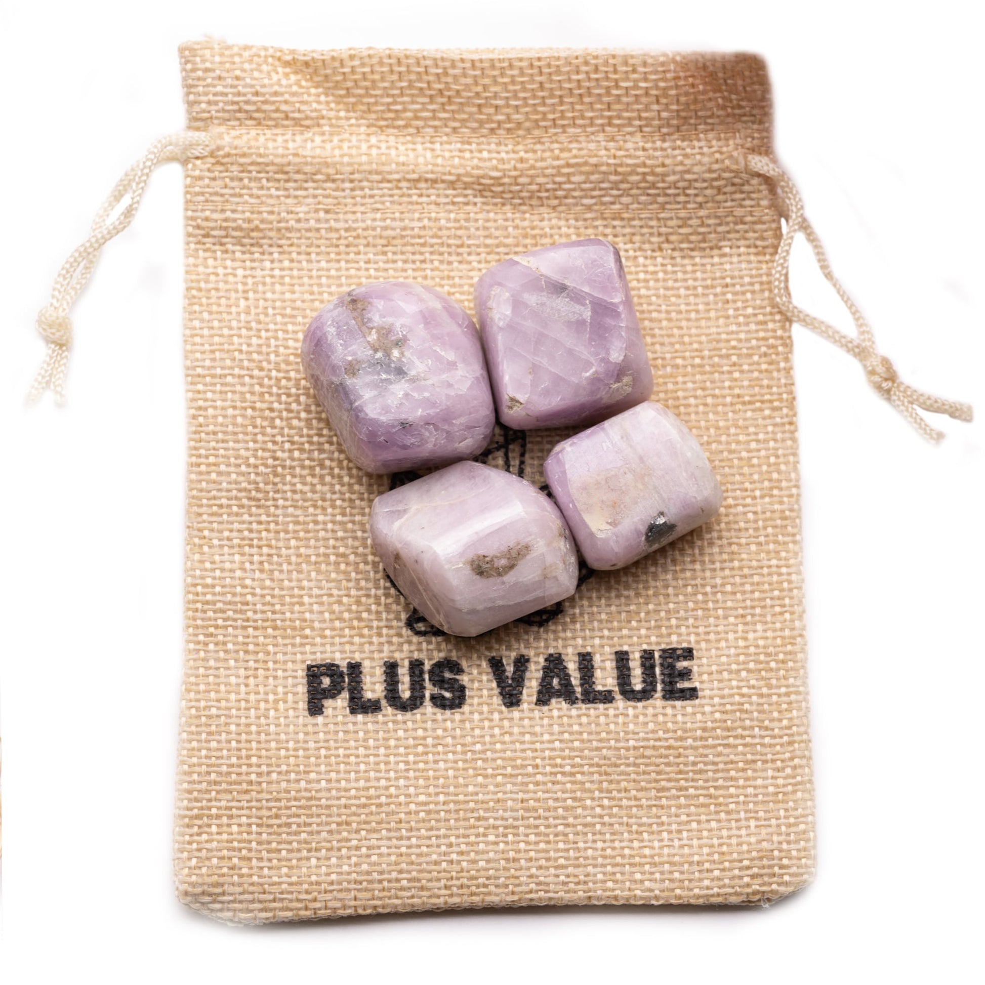 pink kunzite tumble pebble stone 100gm jute bag