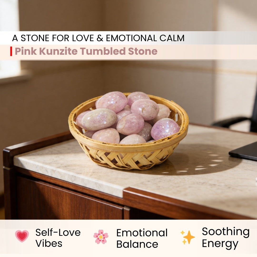 Pink Kunzite Tumbled Stone Pebbles - plusvalueindia