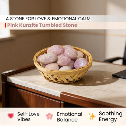 Pink Kunzite Tumbled Stone Pebbles - plusvalueindia