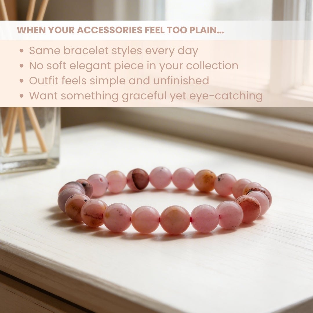 Pink Opal Bracelet for Love and Passion - Reiki Healing Crystal - plusvalueindia