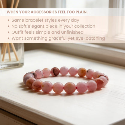 Pink Opal Bracelet for Love and Passion - Reiki Healing Crystal - plusvalueindia