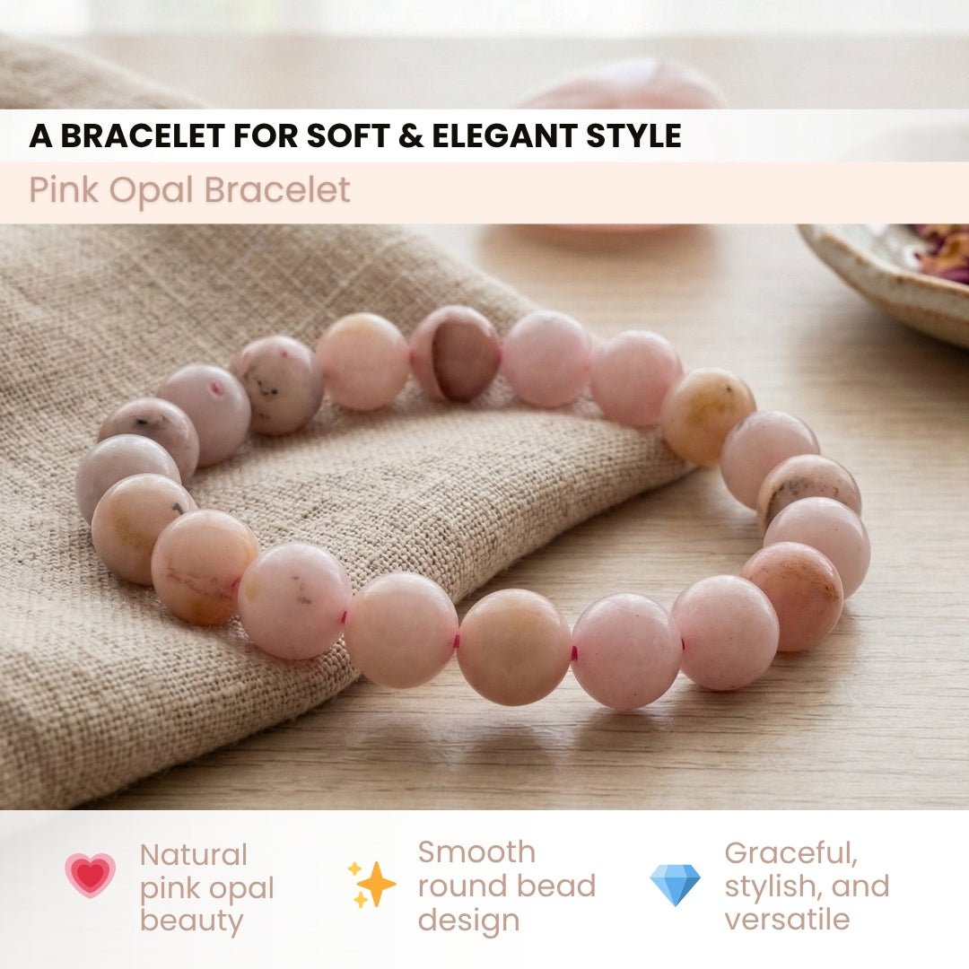 Pink Opal Bracelet for Love and Passion - Reiki Healing Crystal - plusvalueindia