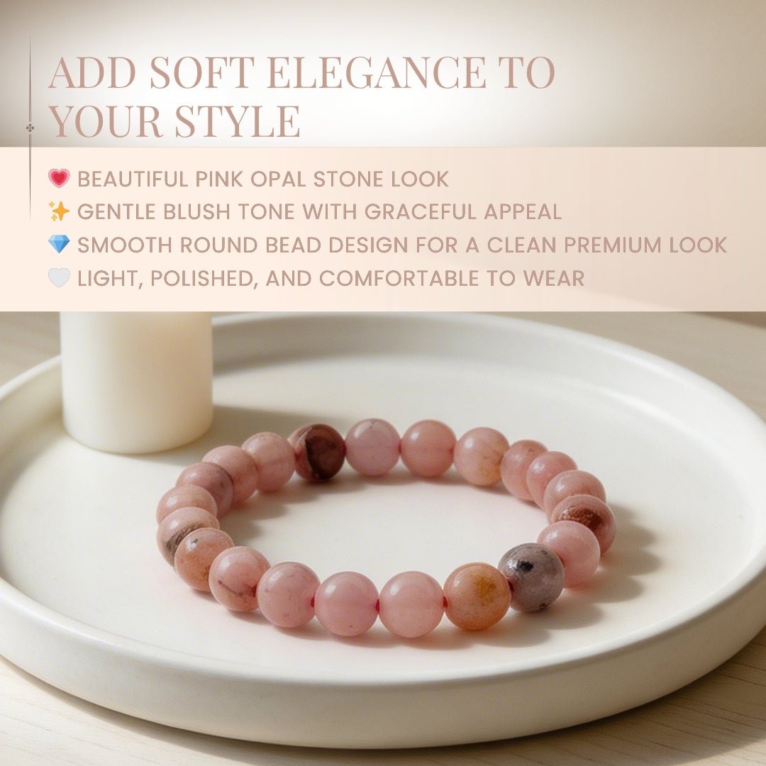 Pink Opal Bracelet for Love and Passion - Reiki Healing Crystal - plusvalueindia