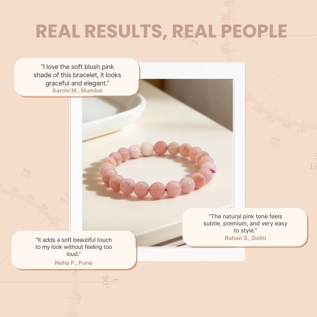 Pink Opal Bracelet for Love and Passion - Reiki Healing Crystal - plusvalueindia