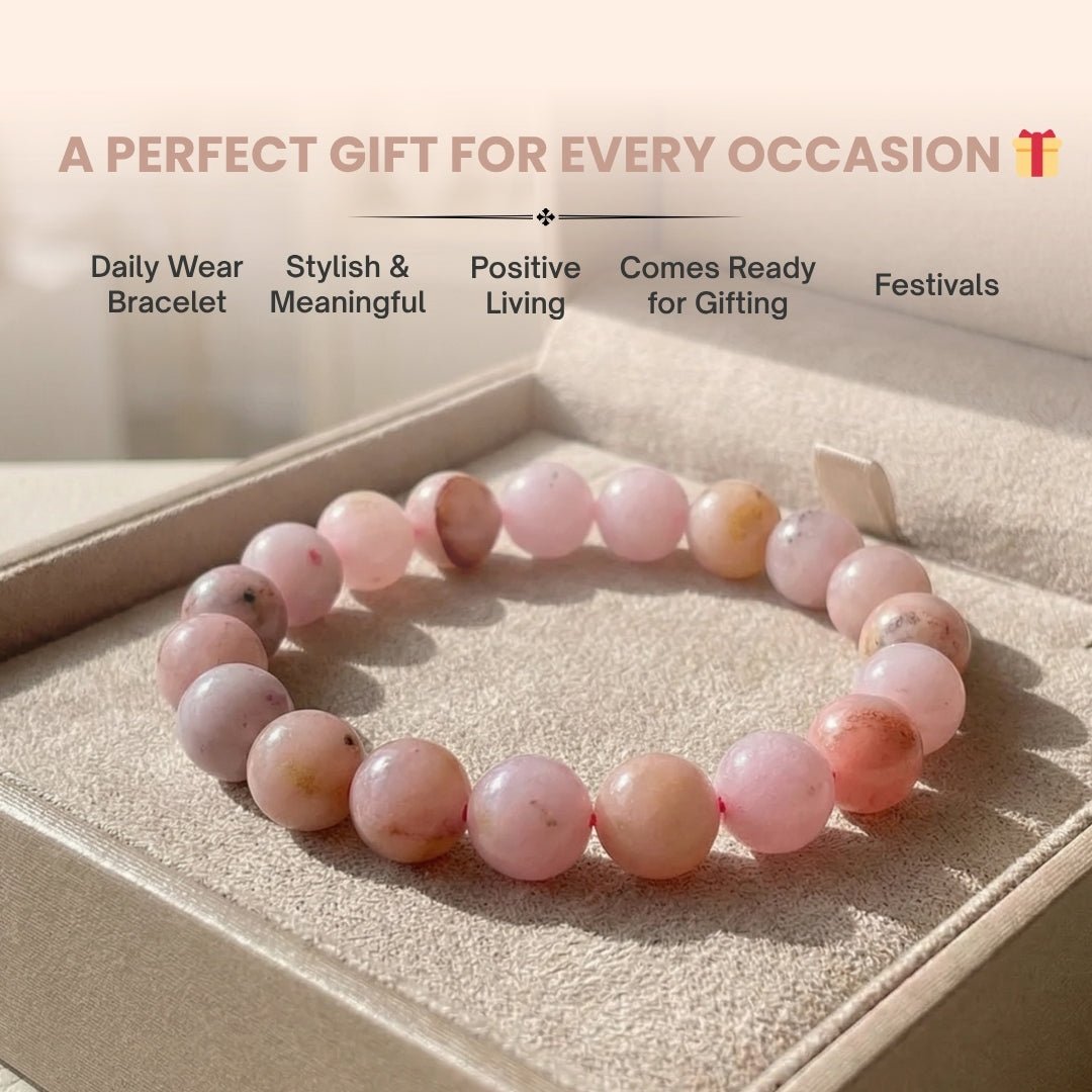 Pink Opal Bracelet for Love and Passion - Reiki Healing Crystal - plusvalueindia