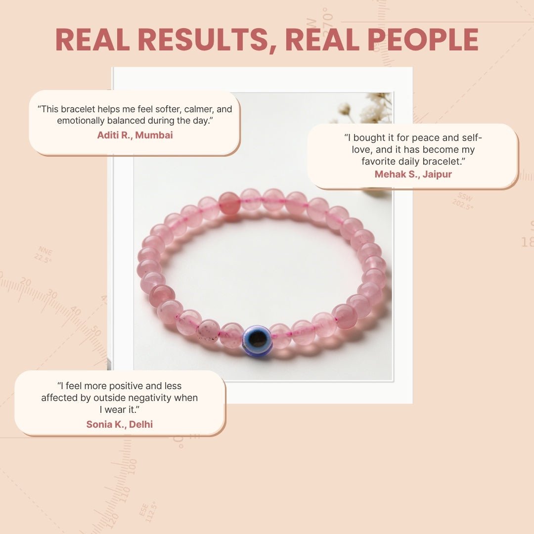 Natural Pink Rose Quartz Bracelet To Attract Love, Relationship & Marriage - plusvalueindia