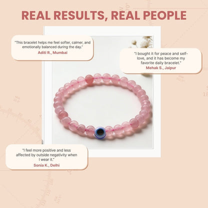 Natural Pink Rose Quartz Bracelet To Attract Love, Relationship & Marriage - plusvalueindia