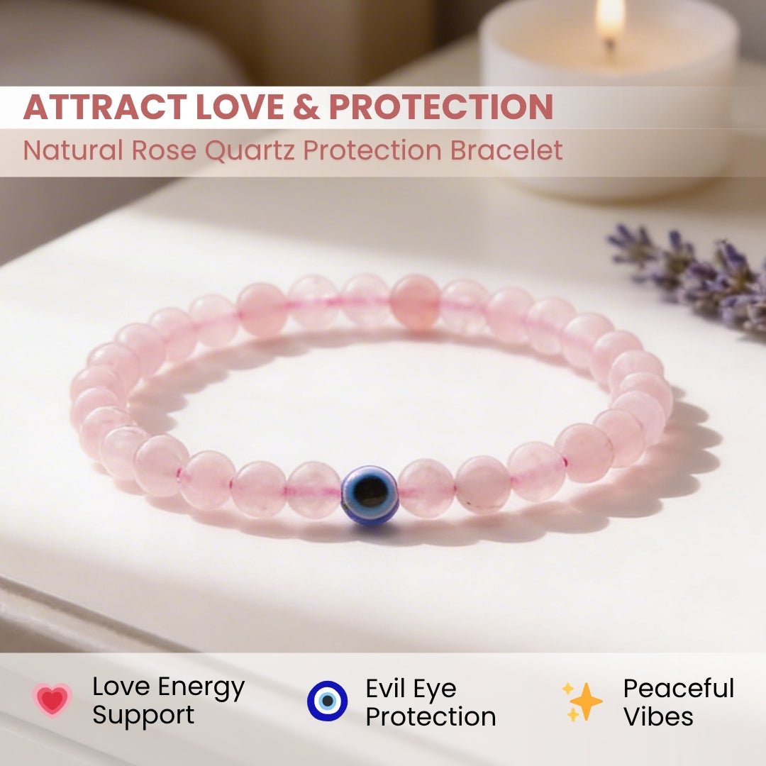 Natural Pink Rose Quartz Bracelet To Attract Love, Relationship & Marriage - plusvalueindia