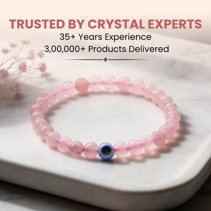 Natural Pink Rose Quartz Bracelet To Attract Love, Relationship & Marriage - plusvalueindia