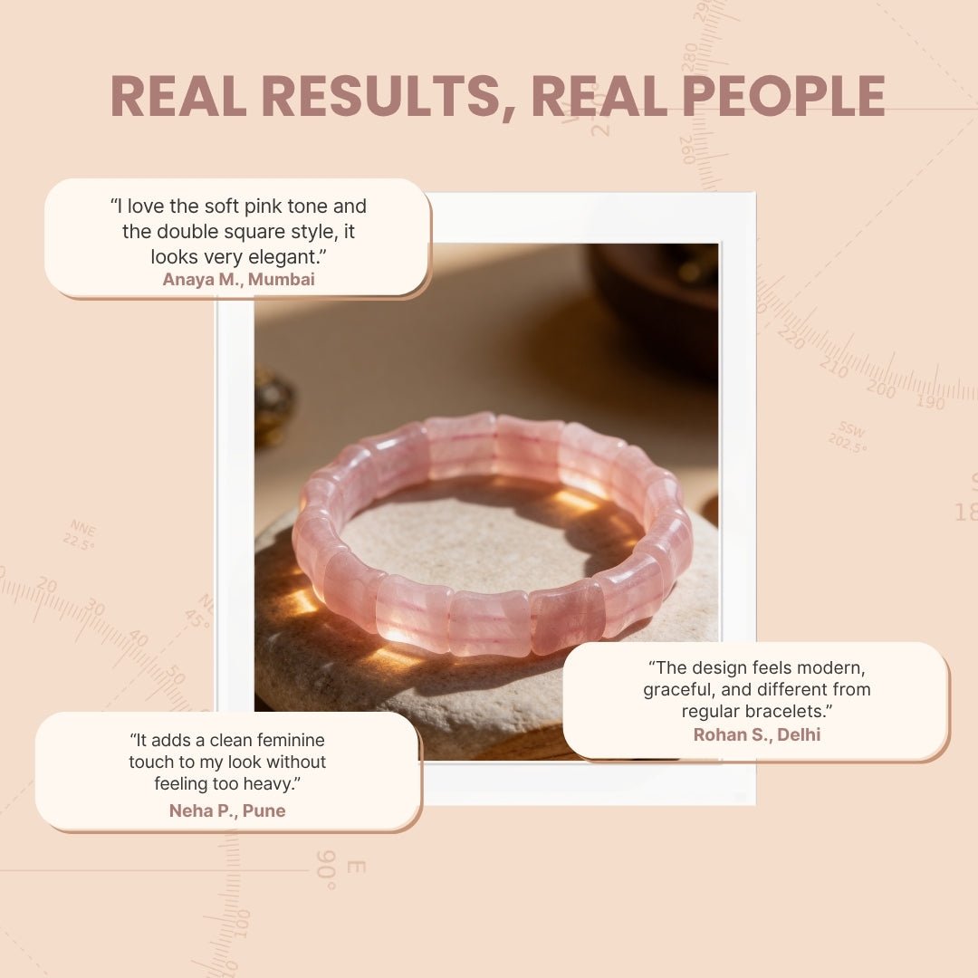 New Pink Rose Quartz Double Square Beads Bracelet for Love Relationship Marriage - plusvalueindia