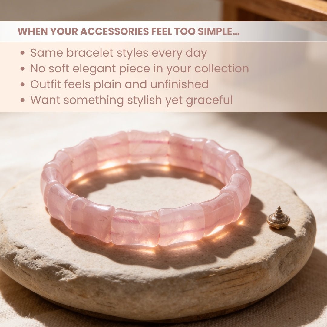 New Pink Rose Quartz Double Square Beads Bracelet for Love Relationship Marriage - plusvalueindia