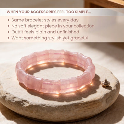 New Pink Rose Quartz Double Square Beads Bracelet for Love Relationship Marriage - plusvalueindia