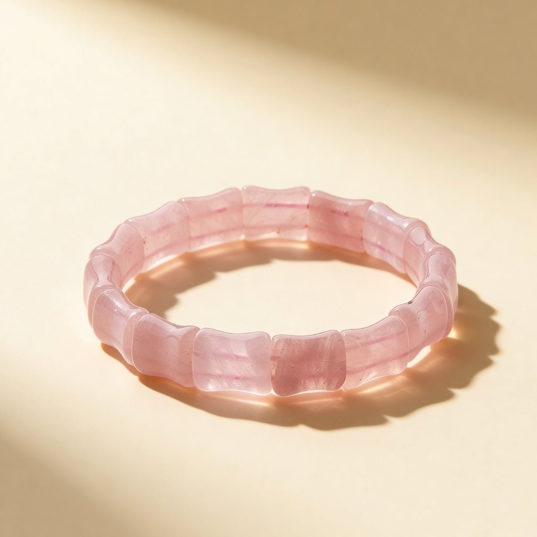 New Pink Rose Quartz Double Square Beads Bracelet for Love Relationship Marriage - plusvalueindia