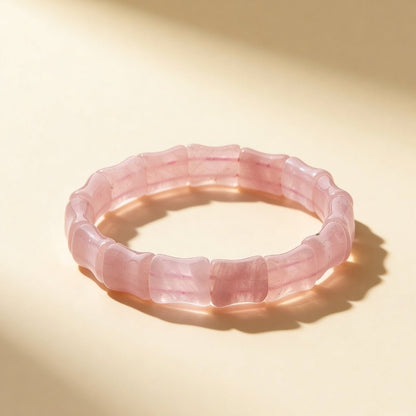 New Pink Rose Quartz Double Square Beads Bracelet for Love Relationship Marriage - plusvalueindia