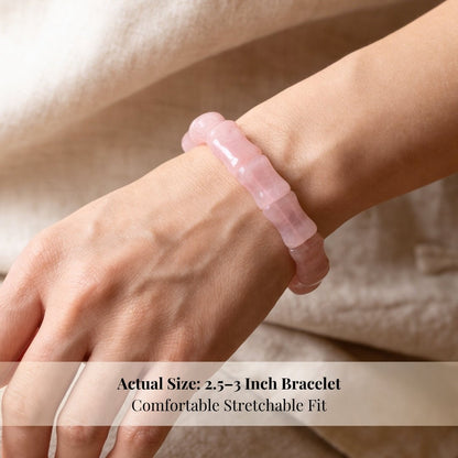 New Pink Rose Quartz Double Square Beads Bracelet for Love Relationship Marriage - plusvalueindia