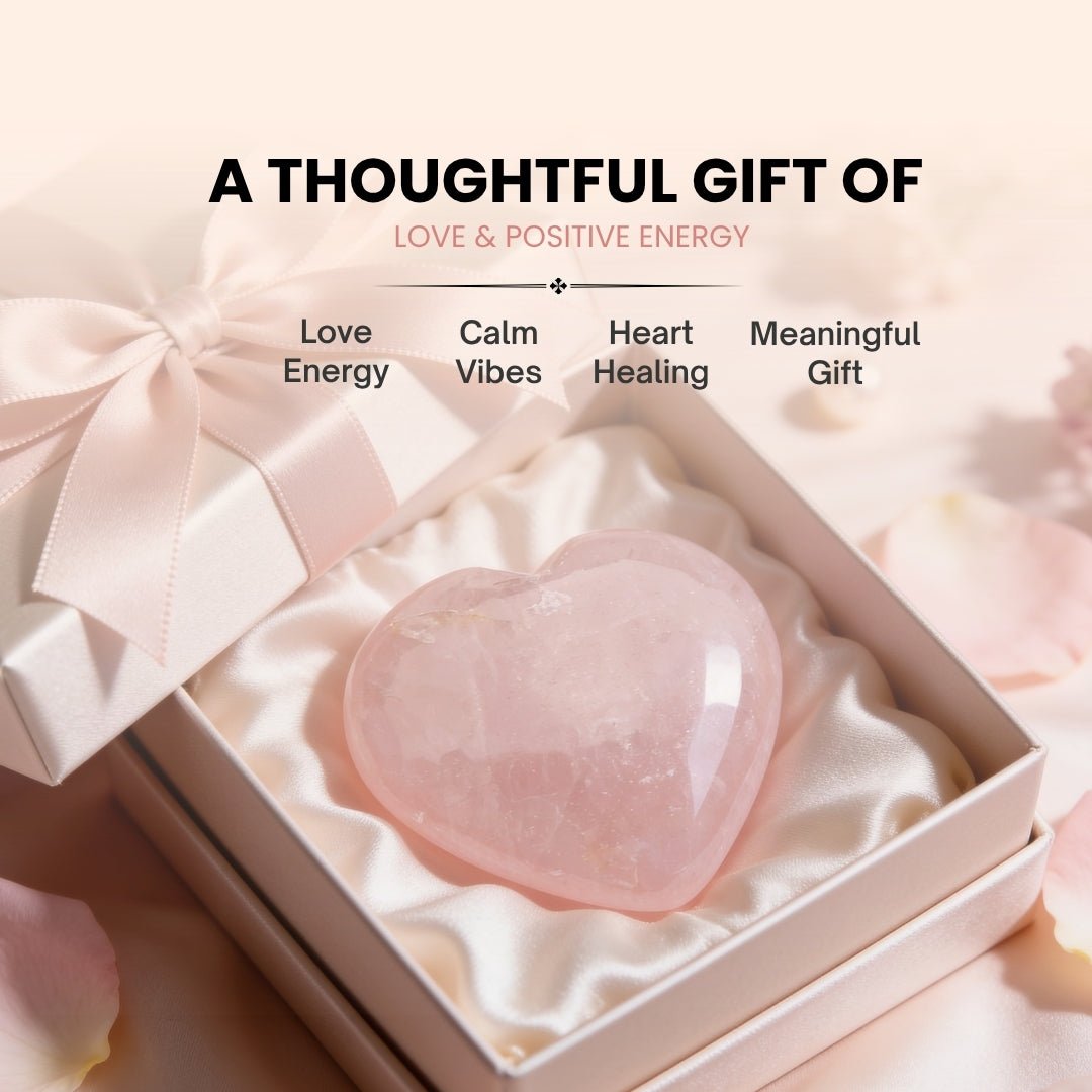 natural rose quartz heart showing subtle variation in colour and pattern
