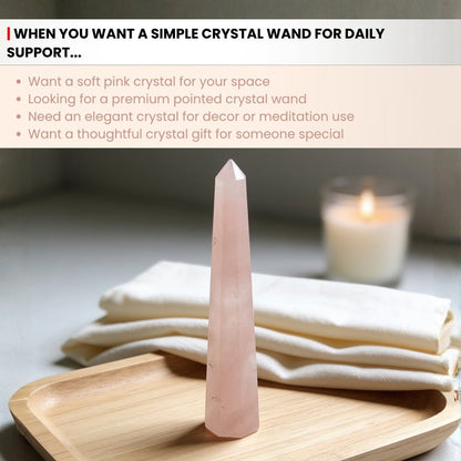 Pink Rose Quartz Jumbo Healing Wand - Reiki Crystal Healing Aura Chakra Vastu Feng Shui - plusvalueindia