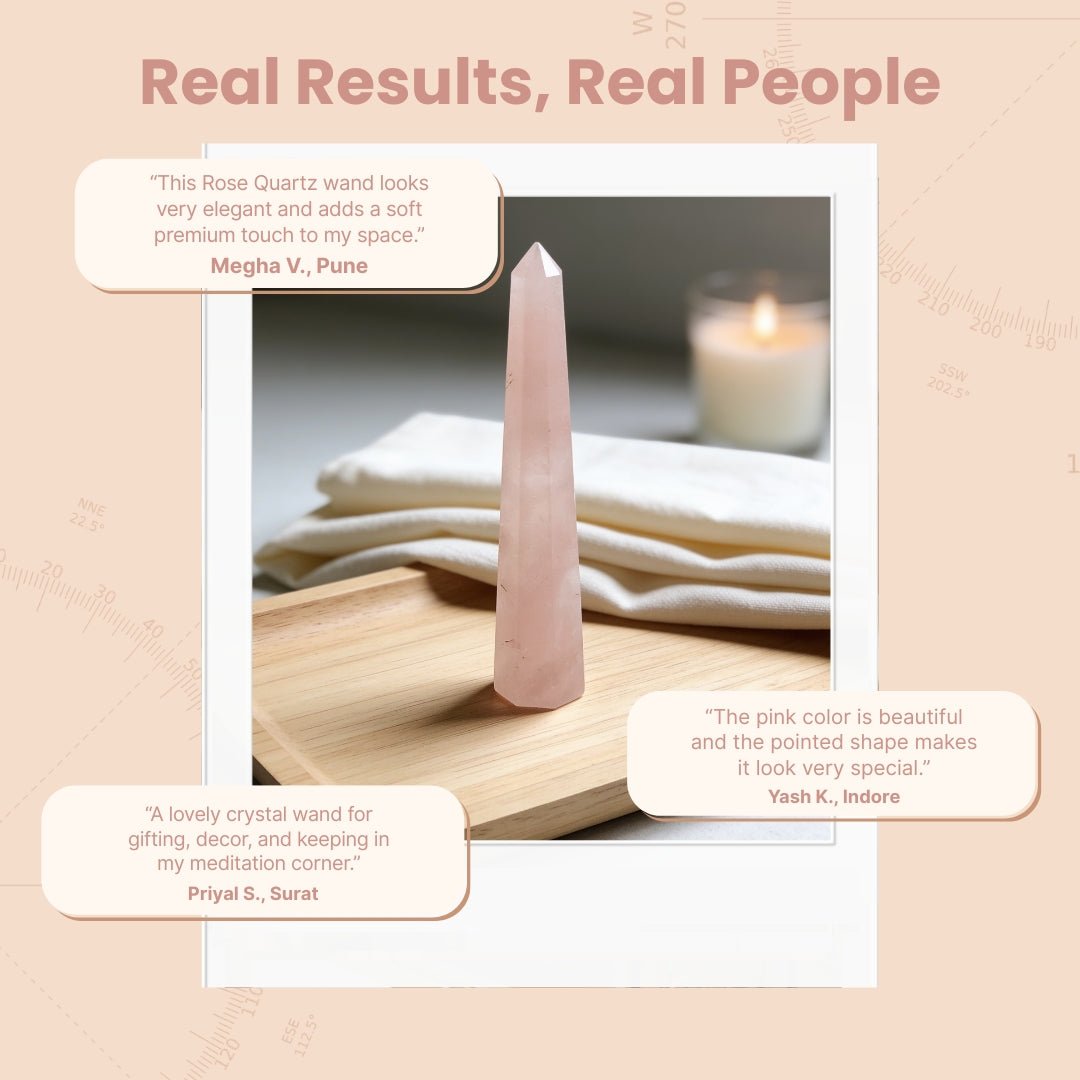 Pink Rose Quartz Jumbo Healing Wand - Reiki Crystal Healing Aura Chakra Vastu Feng Shui - plusvalueindia